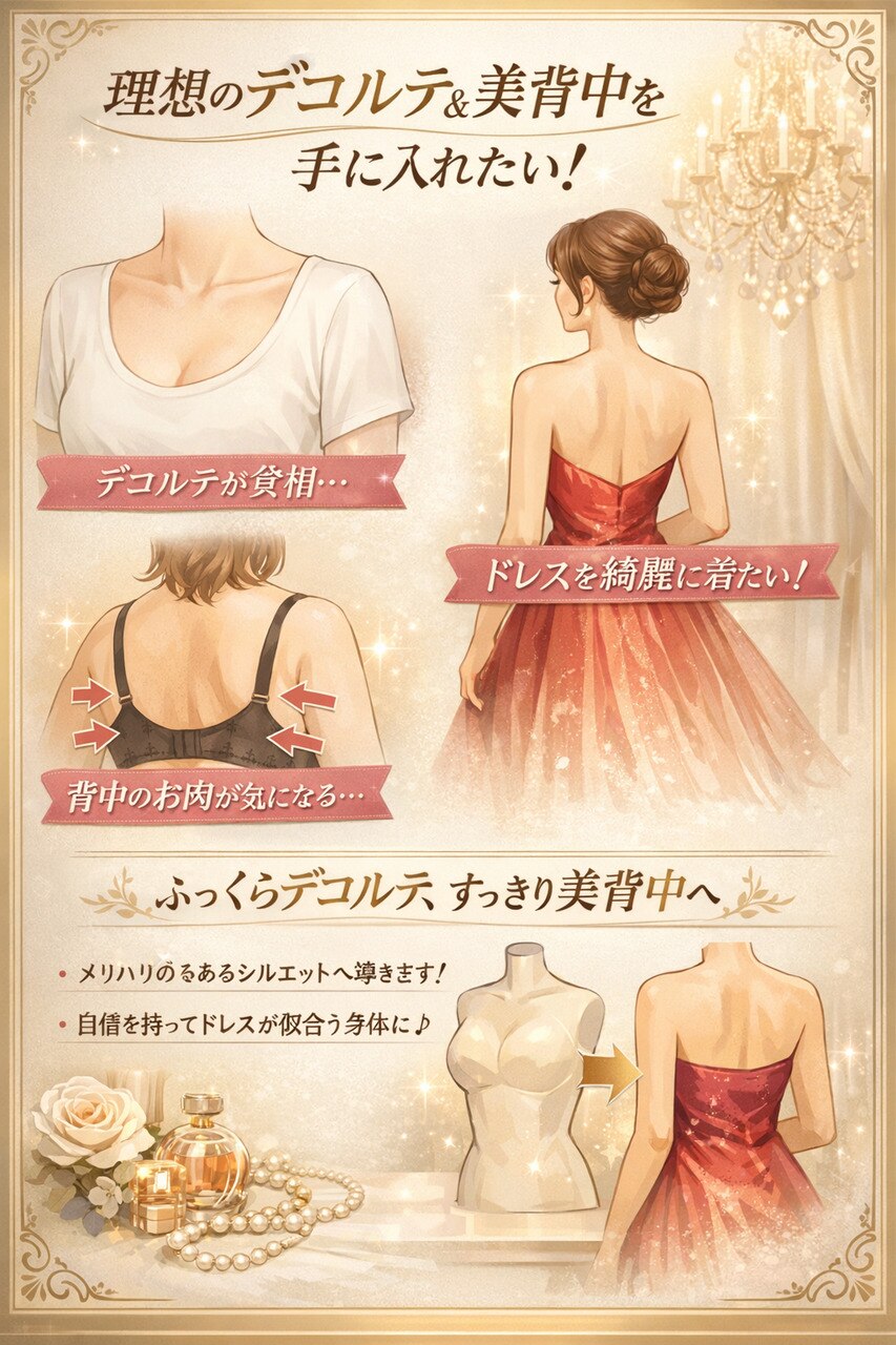 ドレスを美しく着こなす鍵は“デコルテと背中”にあり